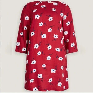 SEASALT CORNWALL 100% Linen Tunic Dress with Ree and White floral pattern Size 6